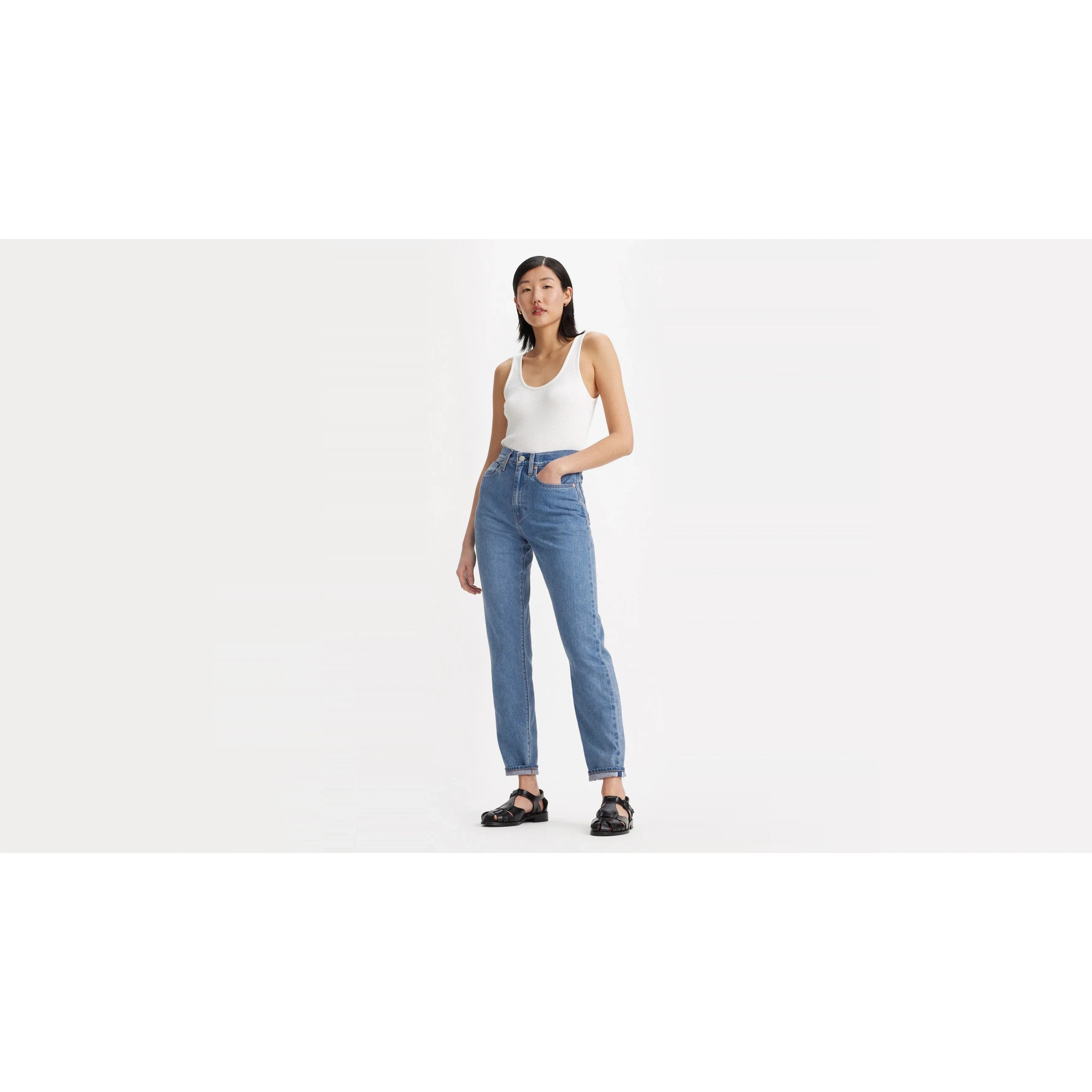 Levi's Women's High‑Waisted Boyfriend Jeans in Medium Indigo - Gomix Brands Outlet